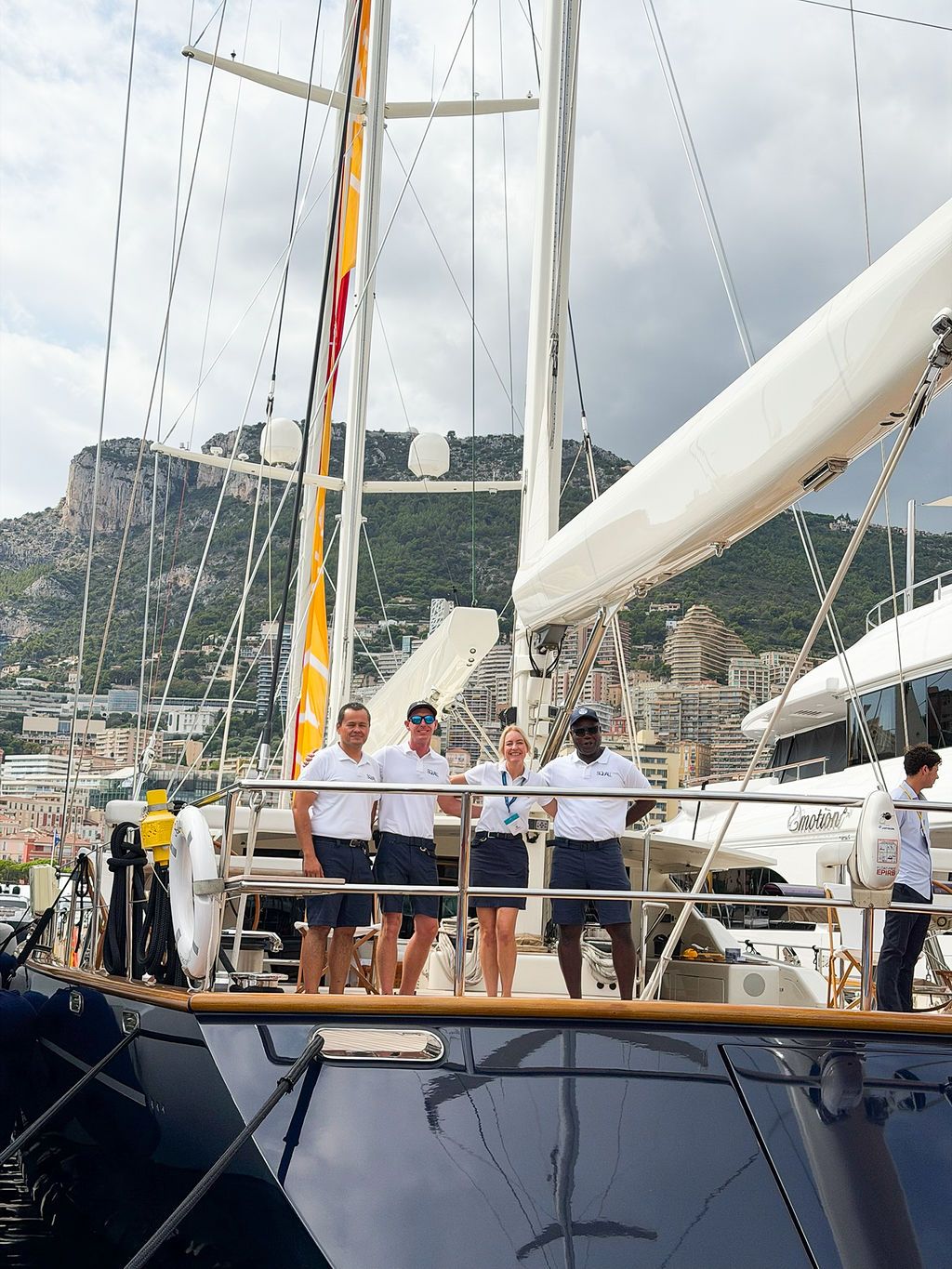 Yachts and crew on the docks at the 2026 Monaco Yacht Show in Port Hercule, Monaco.