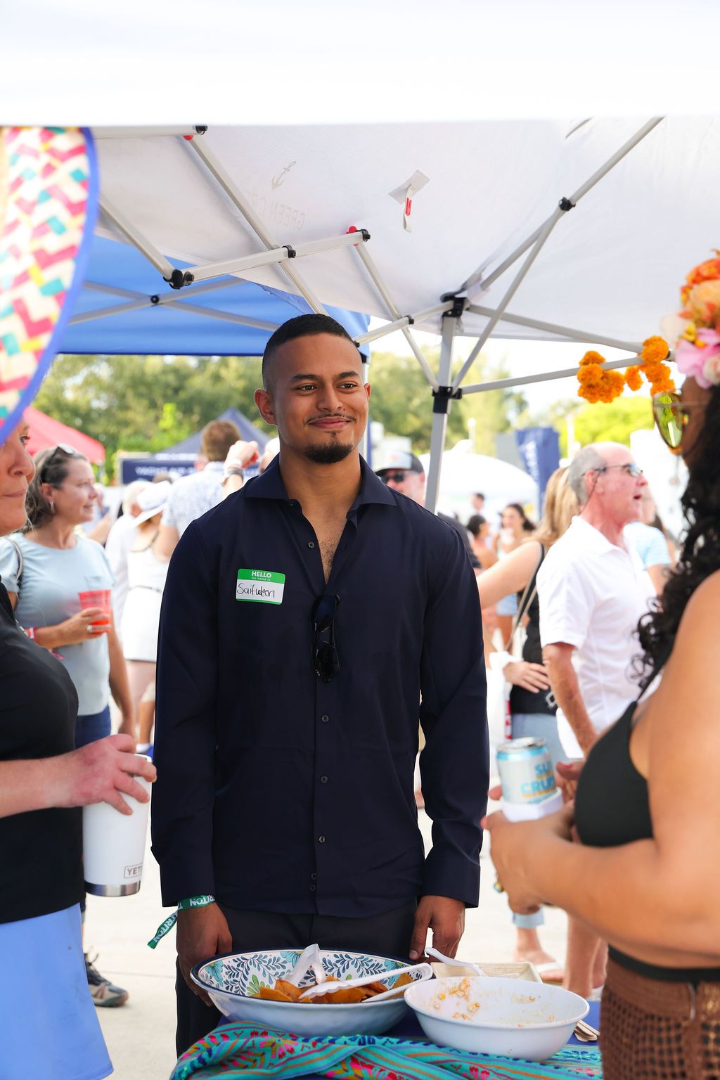 Guests networking at The Triton's Crew, Captains & Connections event at Nautical Ventures Marina.