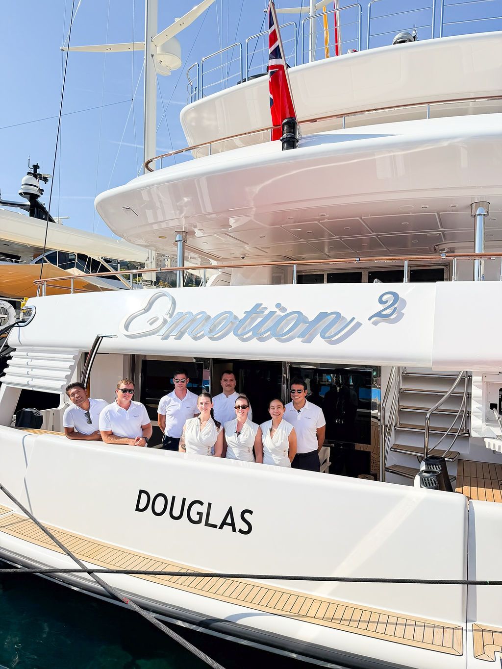 Yachts and crew on the docks at the 2026 Monaco Yacht Show in Port Hercule, Monaco.
