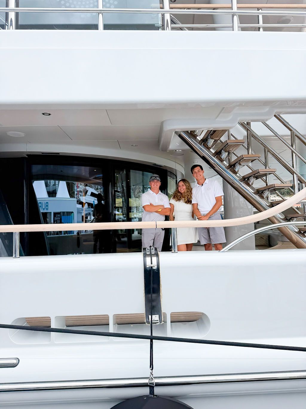 Yachts and crew on the docks at the 2026 Monaco Yacht Show in Port Hercule, Monaco.