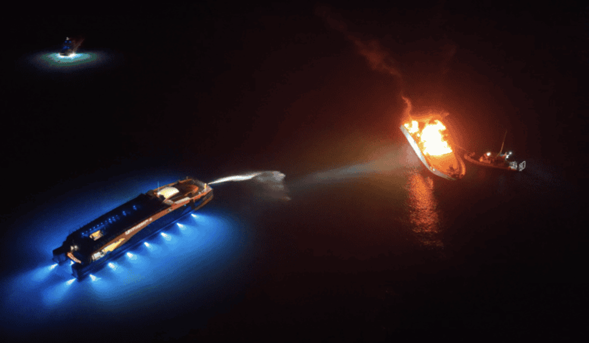 yacht fire
