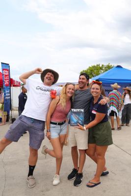 Guests networking at The Triton's Crew, Captains & Connections event at Nautical Ventures Marina.