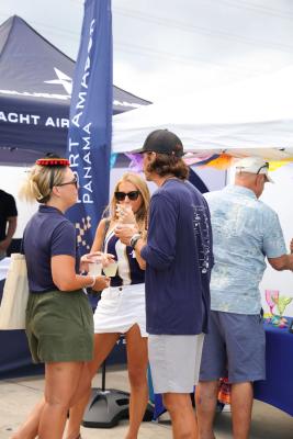 Guests networking at The Triton's Crew, Captains & Connections event at Nautical Ventures Marina.
