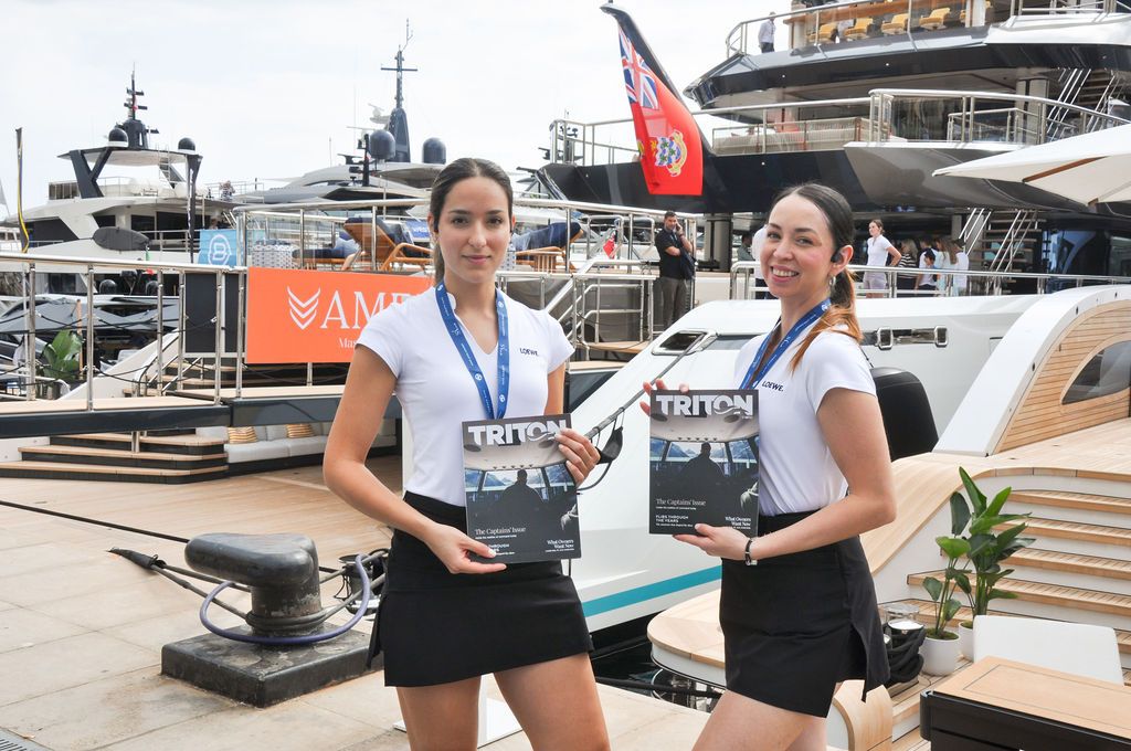 Yachts and crew on the docks at the 2026 Monaco Yacht Show in Port Hercule, Monaco.