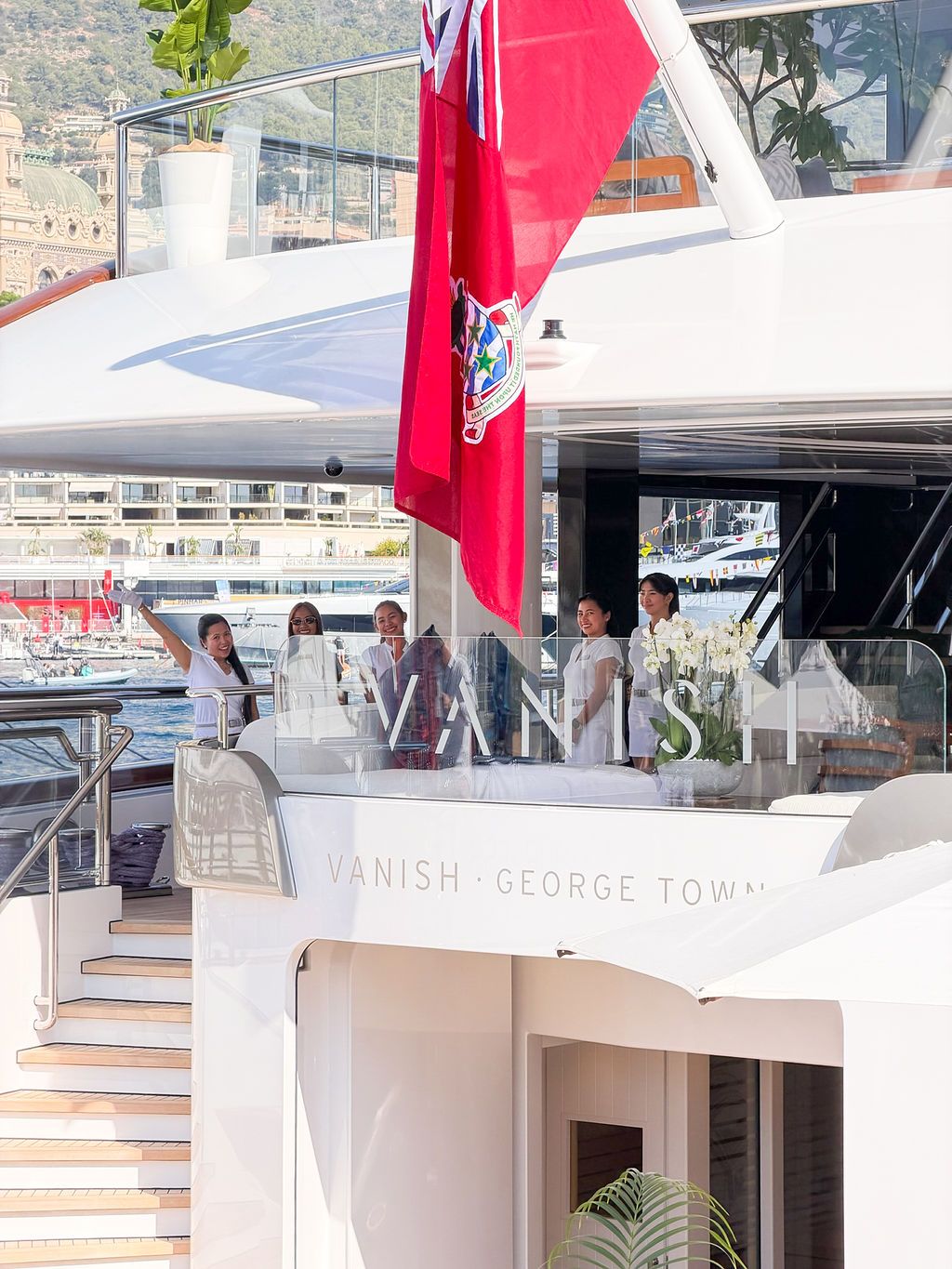 Yachts and crew on the docks at the 2026 Monaco Yacht Show in Port Hercule, Monaco.