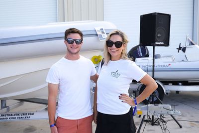 Guests networking at The Triton's Crew, Captains & Connections event at Nautical Ventures Marina.