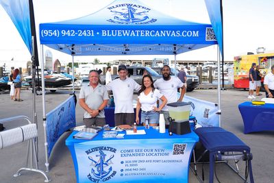 Guests networking at The Triton's Crew, Captains & Connections event at Nautical Ventures Marina.