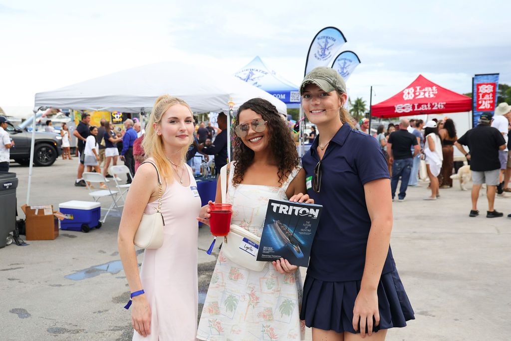 Guests networking at The Triton's Crew, Captains & Connections event at Nautical Ventures Marina.