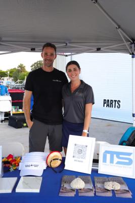 Guests networking at The Triton's Crew, Captains & Connections event at Nautical Ventures Marina.