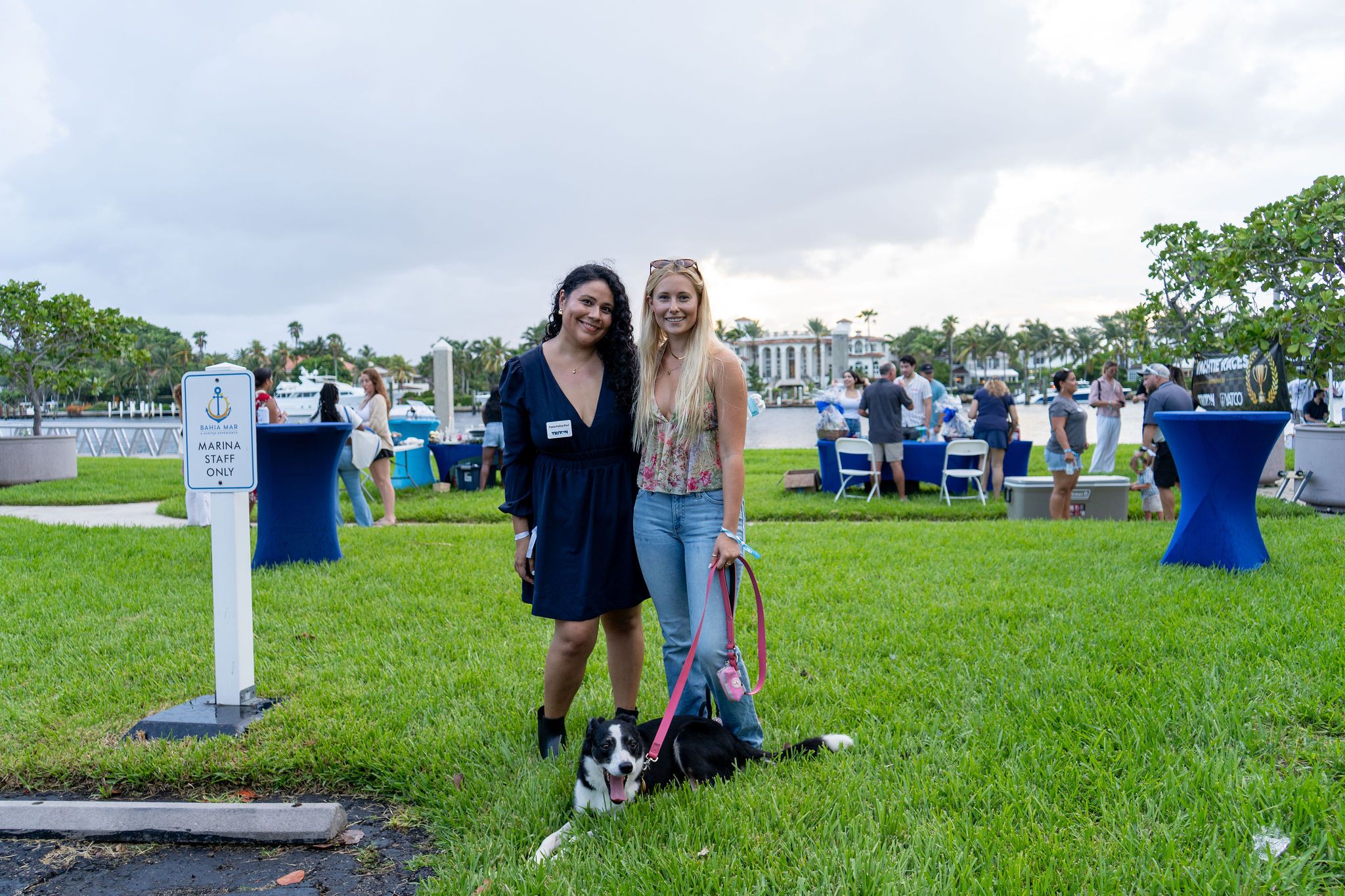 Guests in candid and group photos at The Triton's Fall Triton Expo at Bahia Mar Yachting Center.