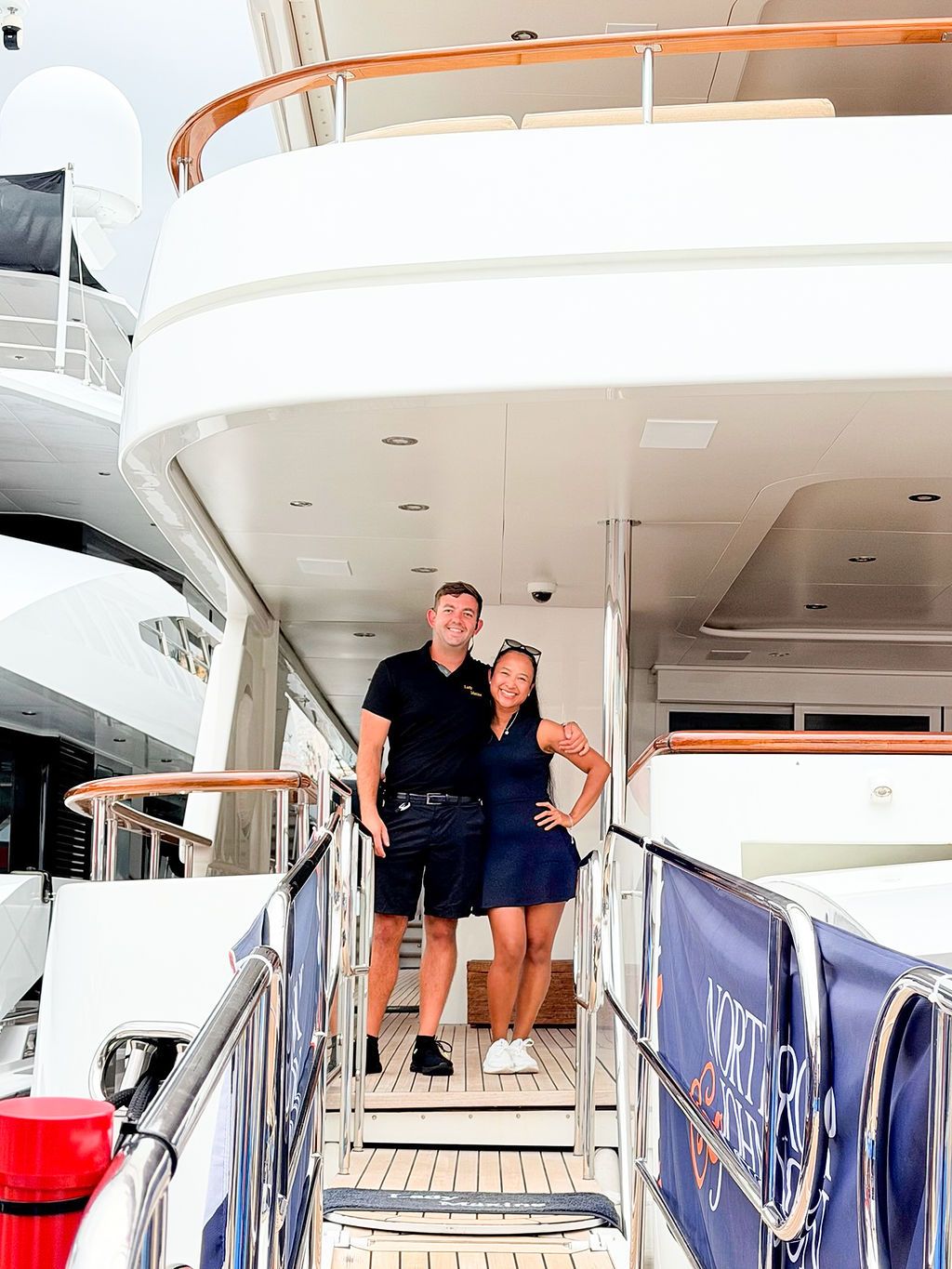Yachts and crew on the docks at the 2026 Monaco Yacht Show in Port Hercule, Monaco.
