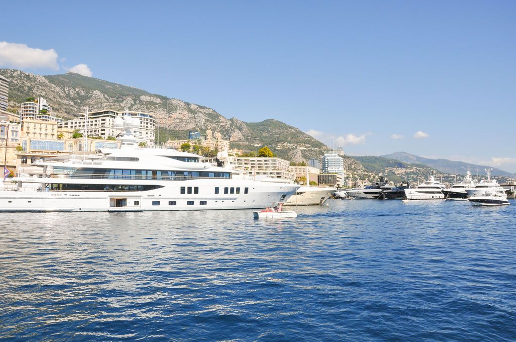 Yachts and crew on the docks at the 2026 Monaco Yacht Show in Port Hercule, Monaco.