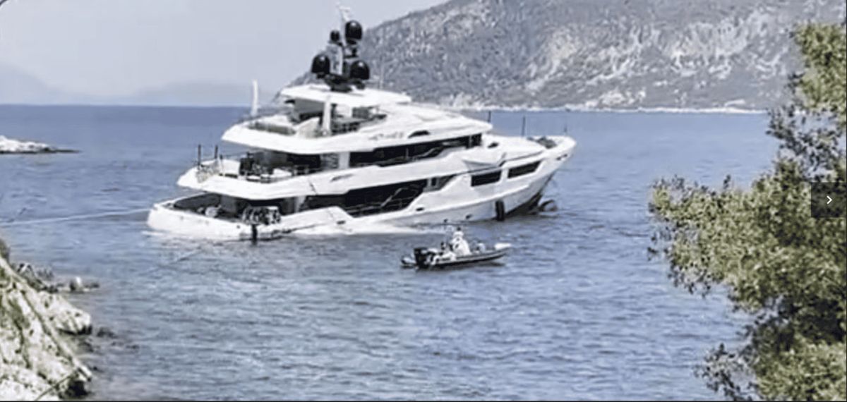 The 47-meter Ethos Ran Aground in Greece