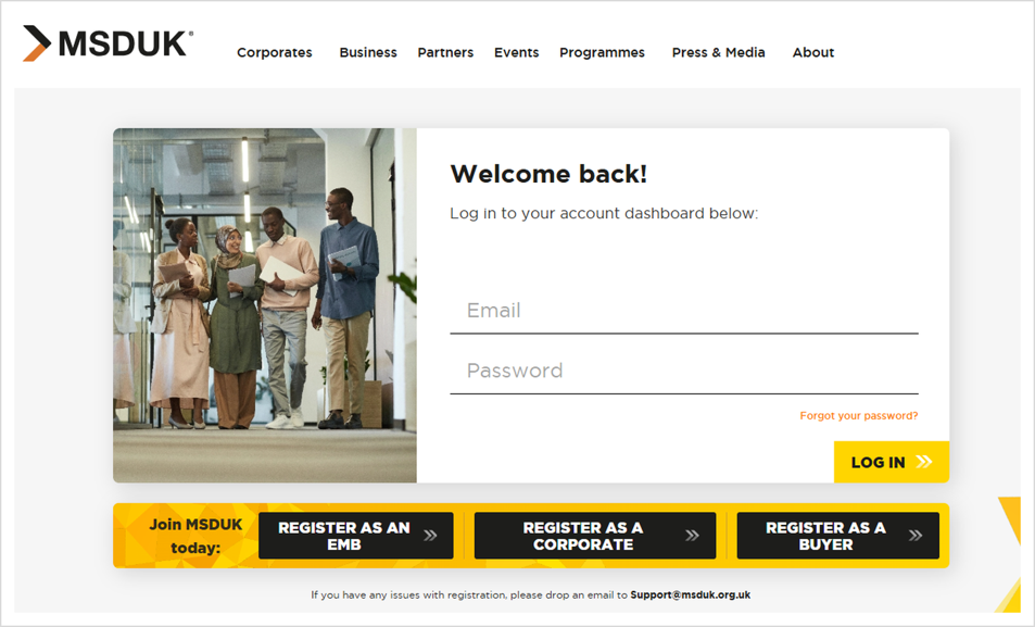 Enter your registered email address and password to log in.
