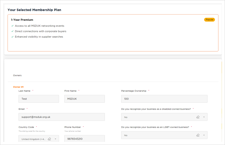 Confirm your ownership and management control information.