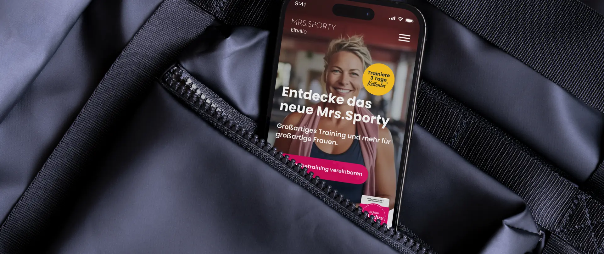 Mrs Sporty Webseite auf einem Smartphone