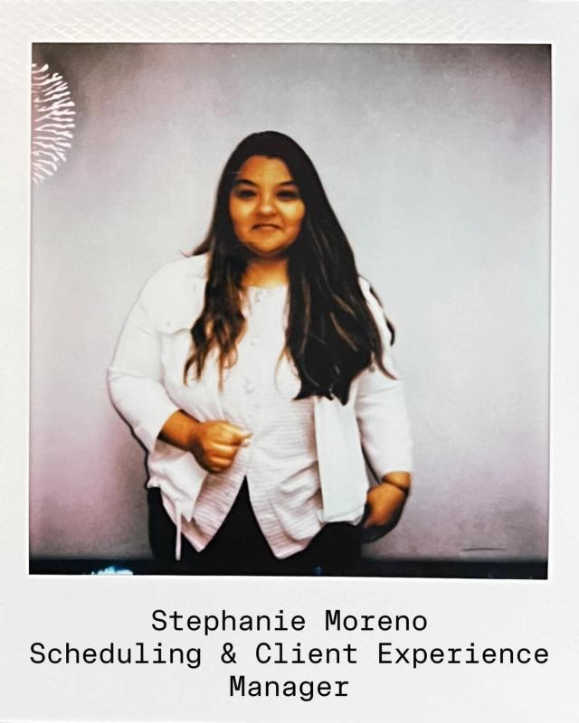 Golden Hour Pools team polaroid of Stephanie Moreno, Scheduling & Client Experience Manager