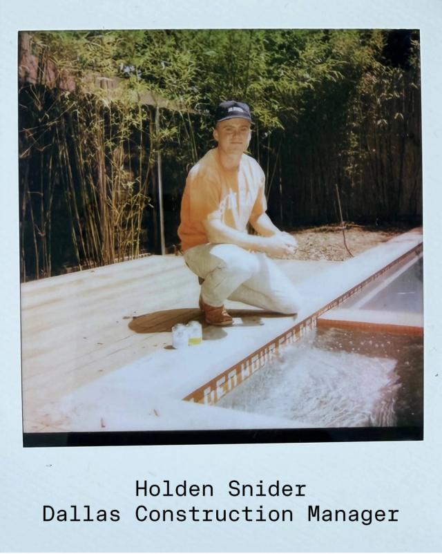 Golden Hour Pools team polaroid of Holden Snider, Dallas Construction Manager