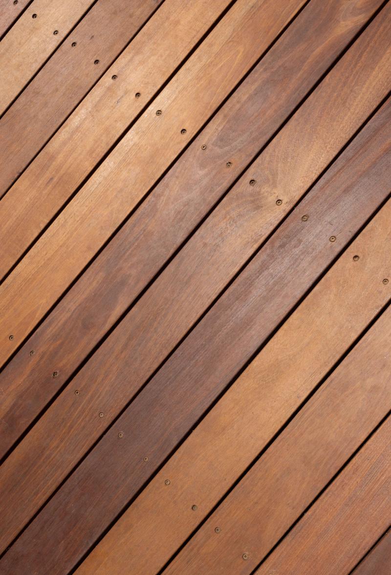 Golden Hour landscape hardwood decking with diagonal planks and natural wood grain