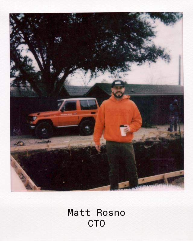 Golden Hour Pools team polaroid of Matt Rosno, CTO