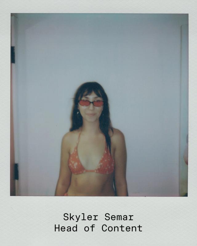 Golden Hour Pools team polaroid of Skyler Semar, Head of Content