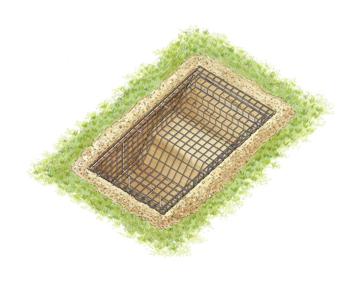 Golden Hour Pools week 3 - steel rebar framework and plumbing lines installed