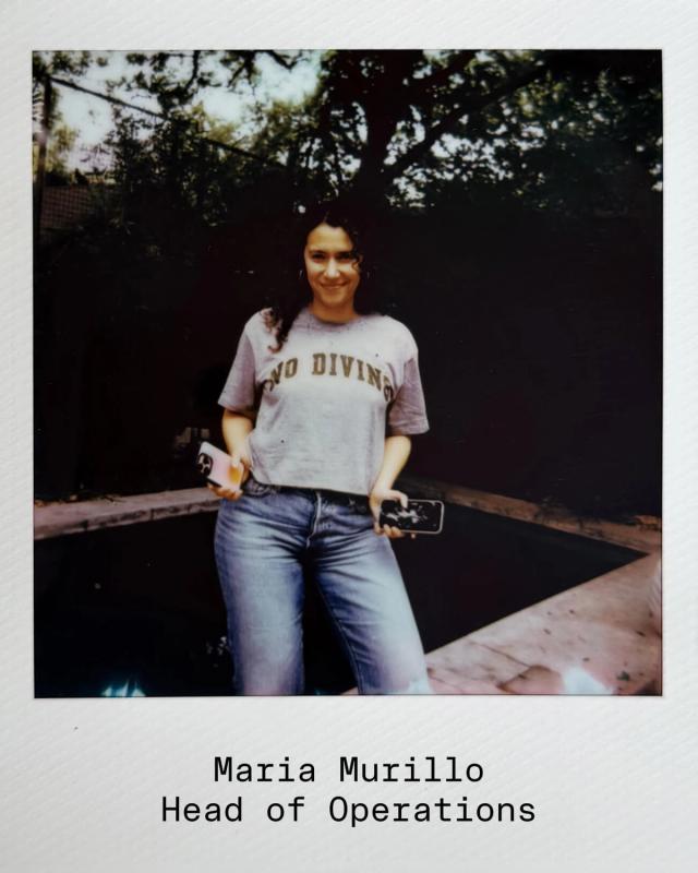 Golden Hour Pools team polaroid of Maria Murillo, Head of Operations