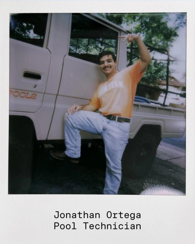 Golden Hour Pools team polaroid of Jonathan Ortega, Pool Technician