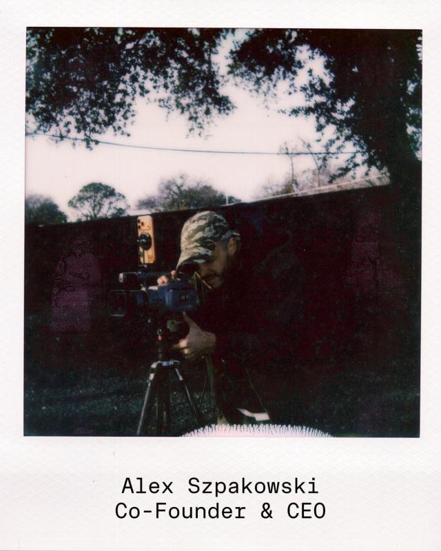 Golden Hour Pools team polaroid of Alex Szpakowski, Co-Founder & CEO