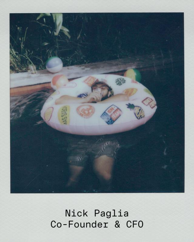 Golden Hour Pools team polaroid of Nick Paglia, CFO