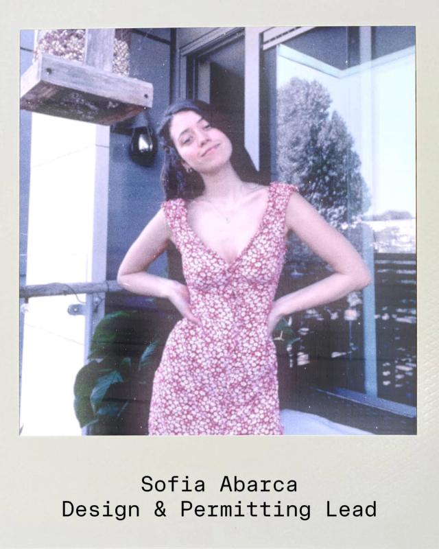 Golden Hour Pools team polaroid of Sofia Abarca, Design & Permitting Lead