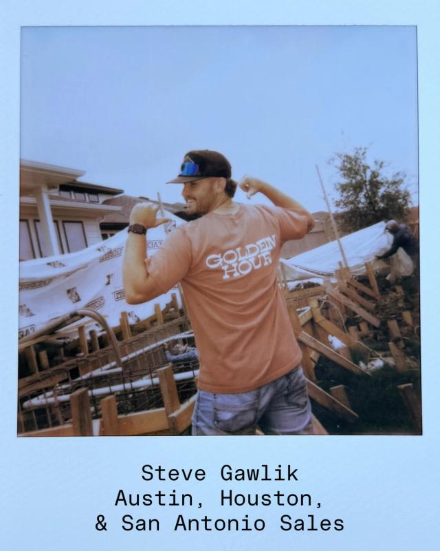 Golden Hour Pools team polaroid of Steve Gawlik, Austin, Houston & San Antonio Sales