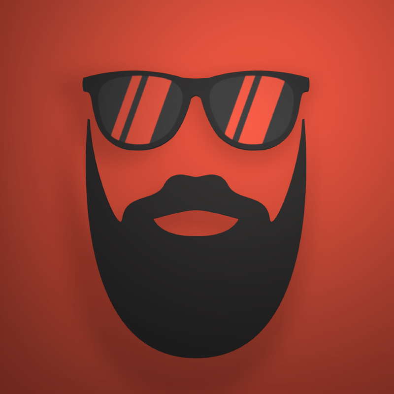 Logo with beard and sunglasses