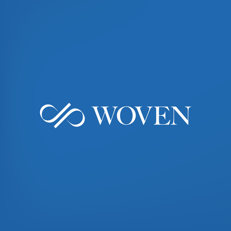 Blue logo for Woven