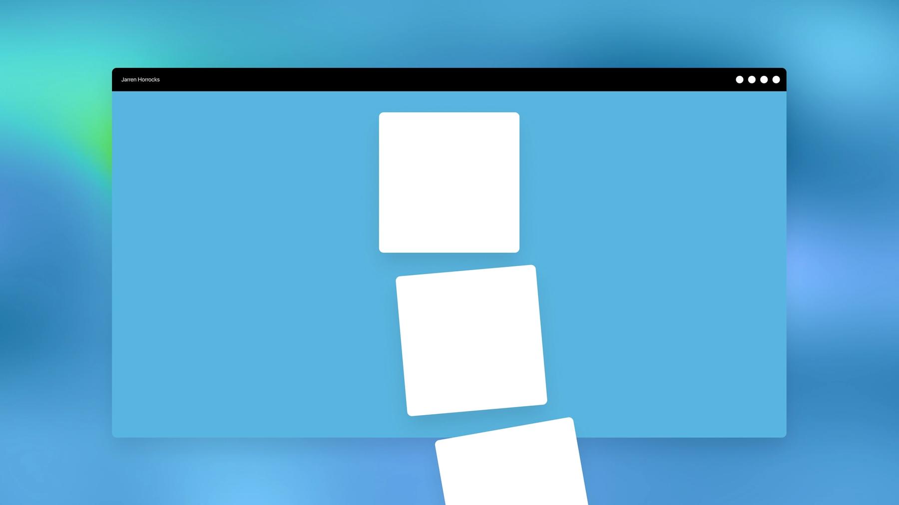 Art depiction by Jarren Horrocks of website design. 3 squares floating off of an imagined website layout.