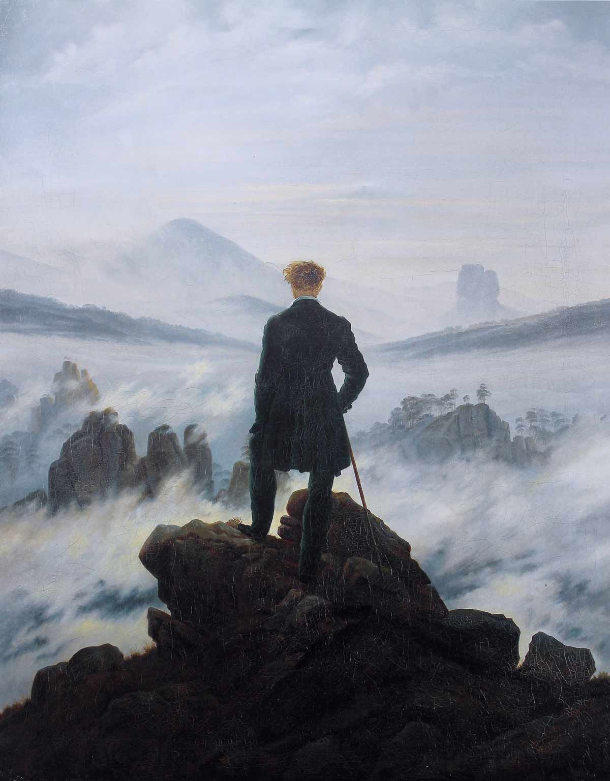 the painting wanderer from above by caspar david friedrich