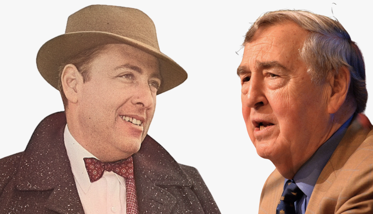 A side-by-side comparison of two men, highlighting figures related to historical or political analysis (including political scientist Graham Allison on the right).