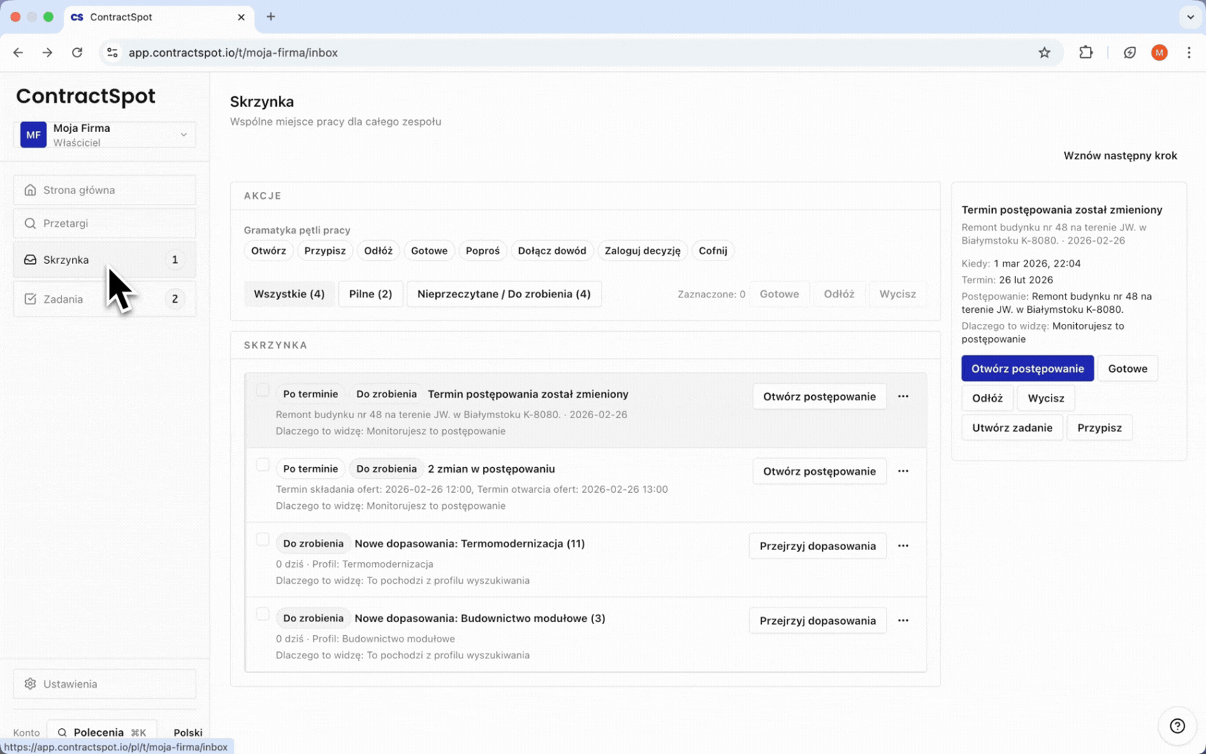Masz pełną kontrolę nad zmianami