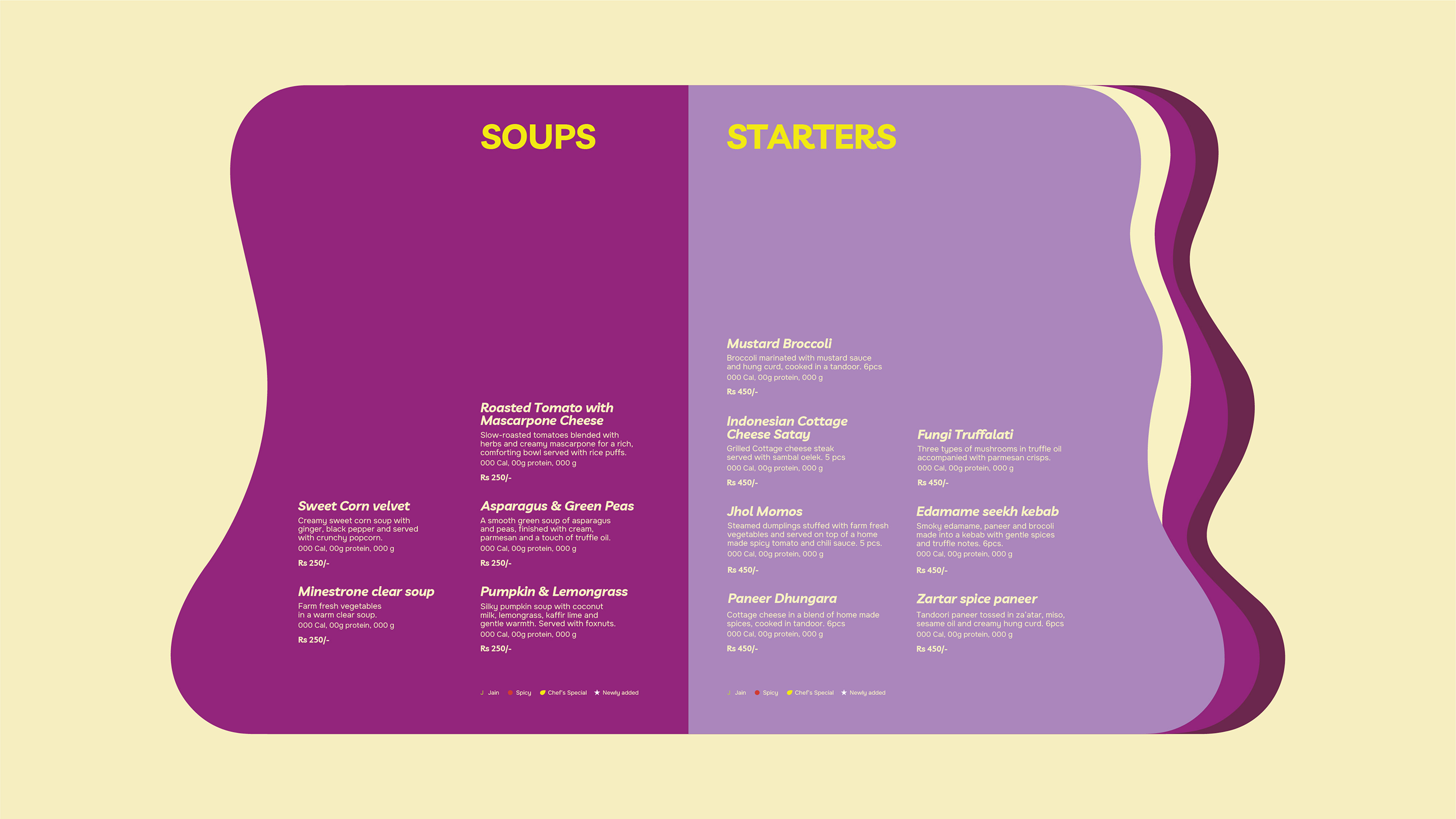 Bigly menu layout