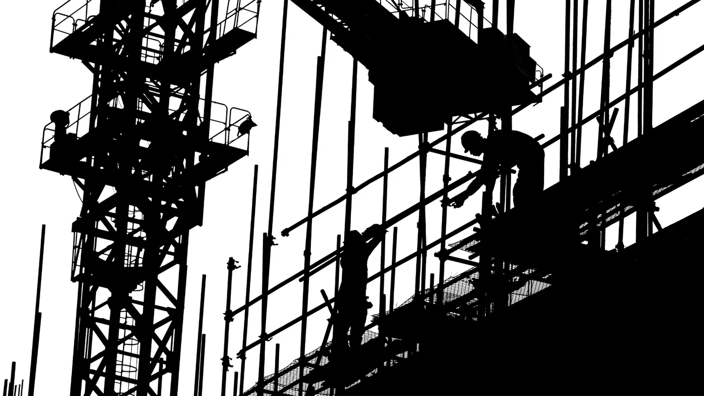 Construction site with workers