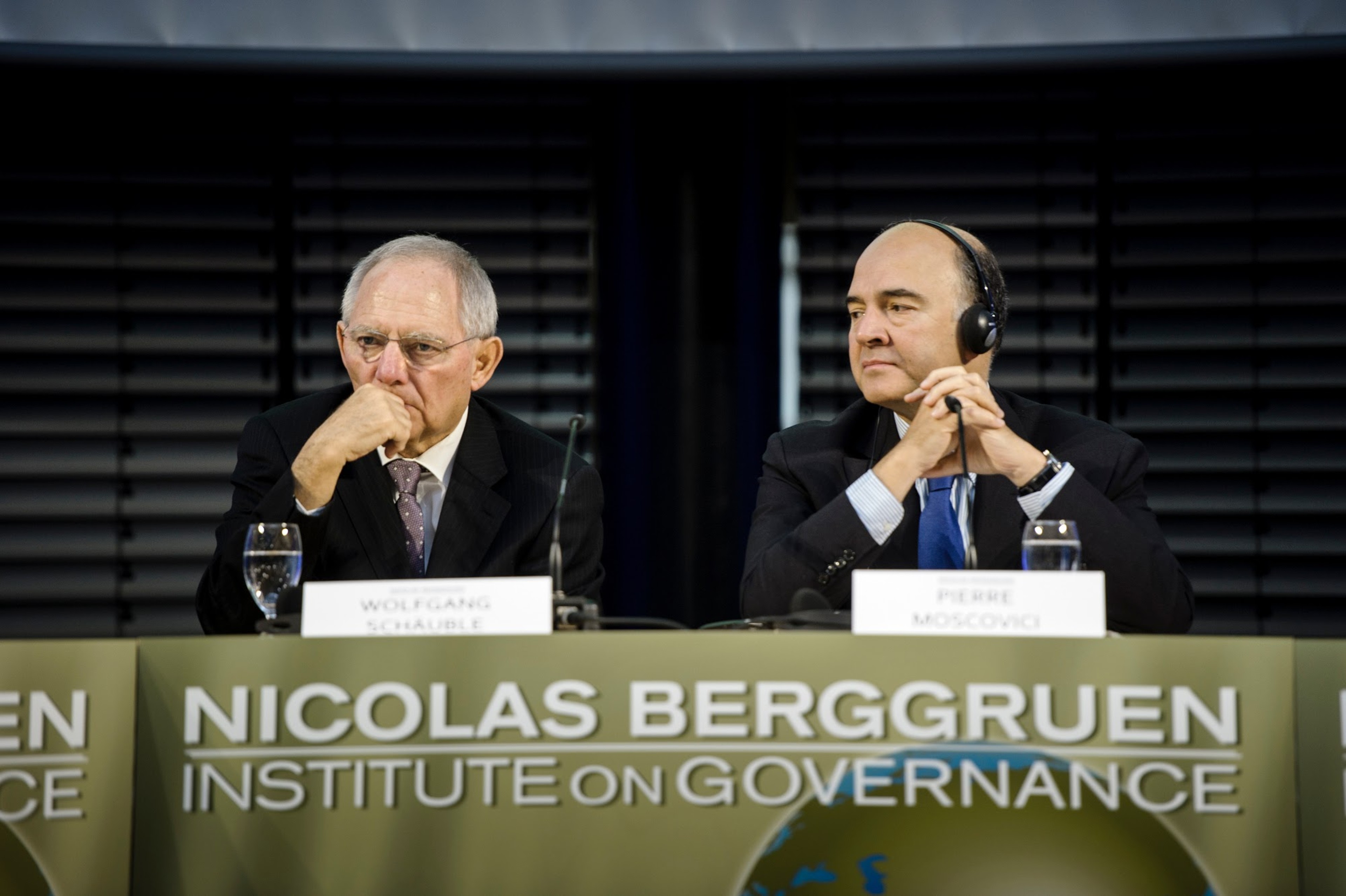 Wolfgang Schäuble and Pierre Moscovici at CFE Town Hall in Berlin