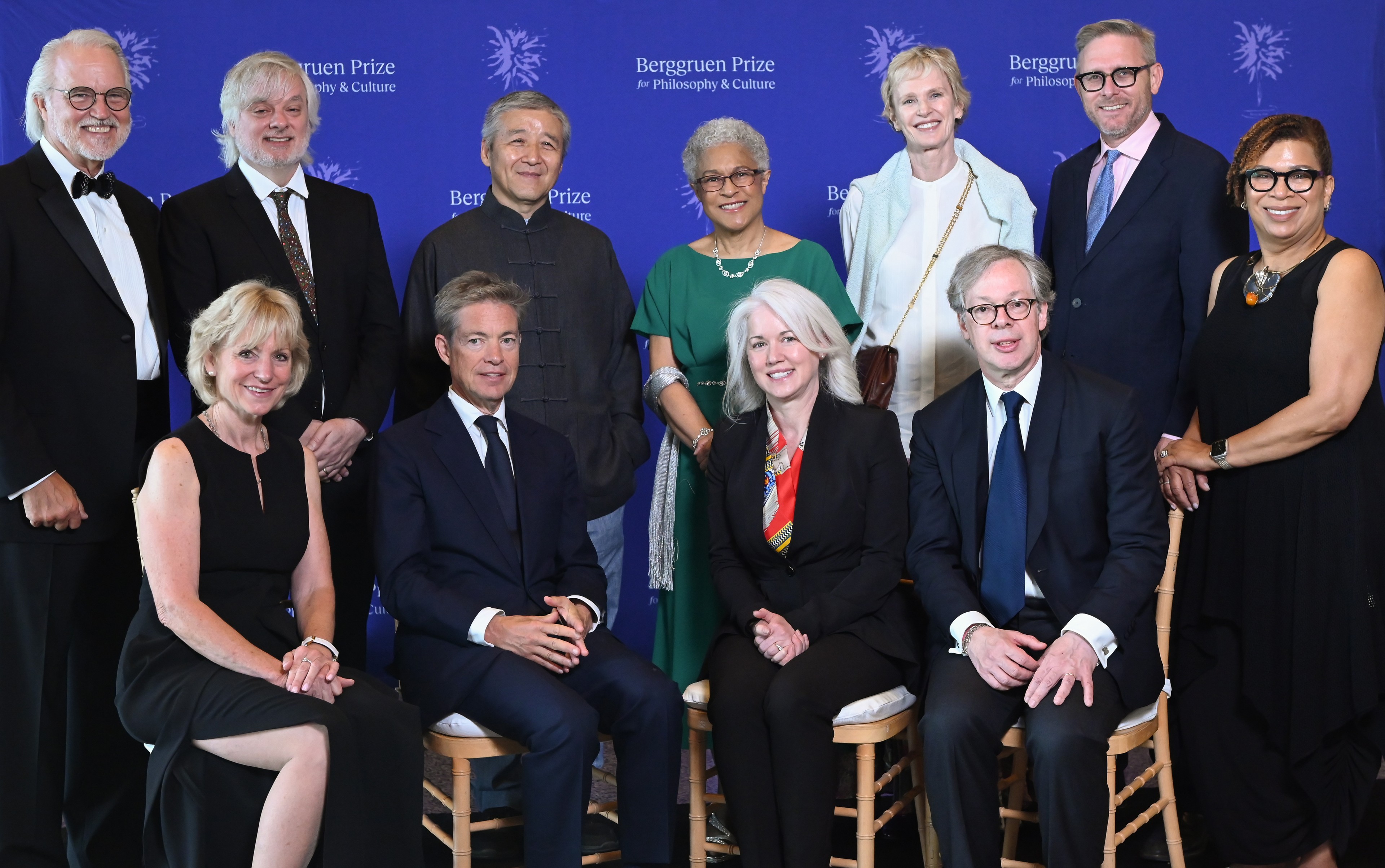 (L-R) Craig Calhoun, Katherine Miller, David Chalmers, Nicolas Berggruen, Wang Hui, Patricia Hill Collins, Dawn Nakagawa, Siri Hustvedt, Olivier Berggruen, Nils Gilman, Michel Martin