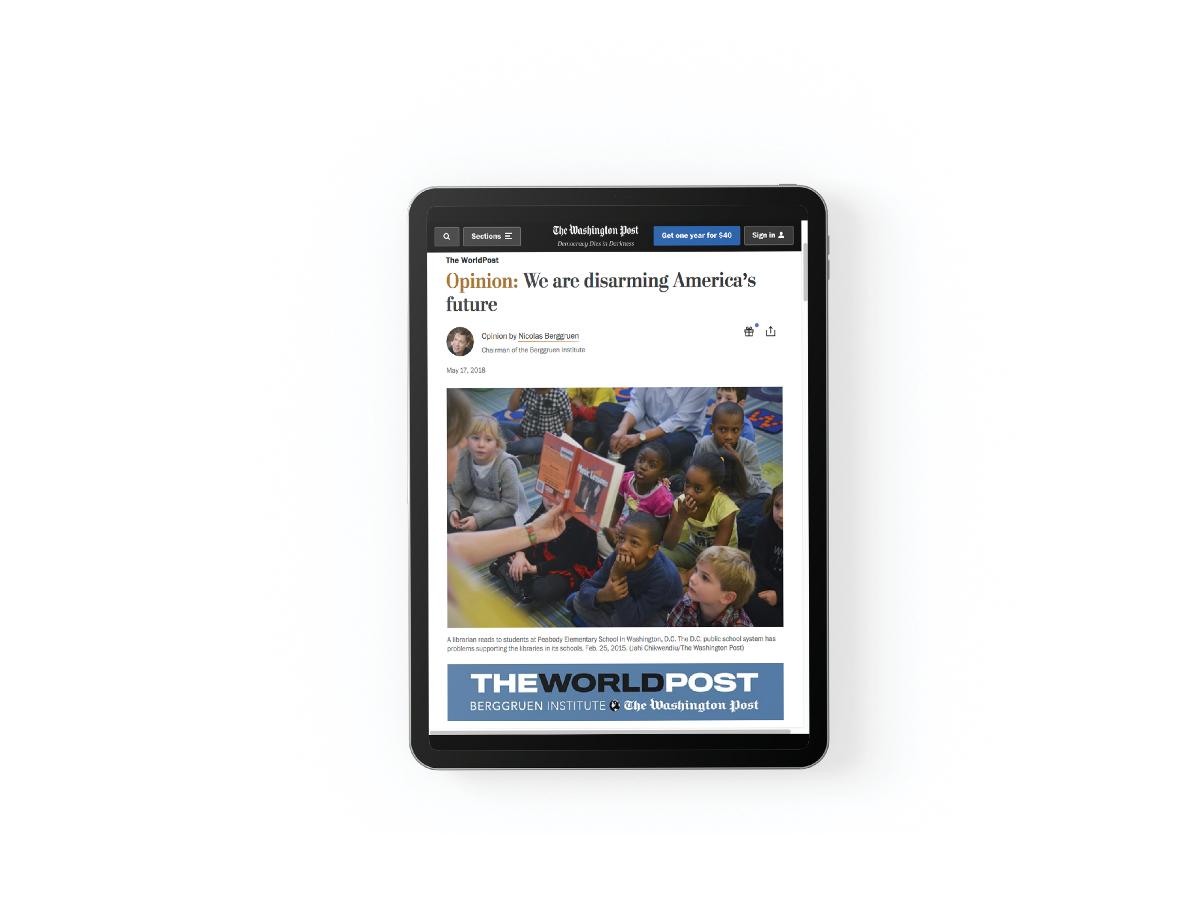 The WorldPost website on an iPad.