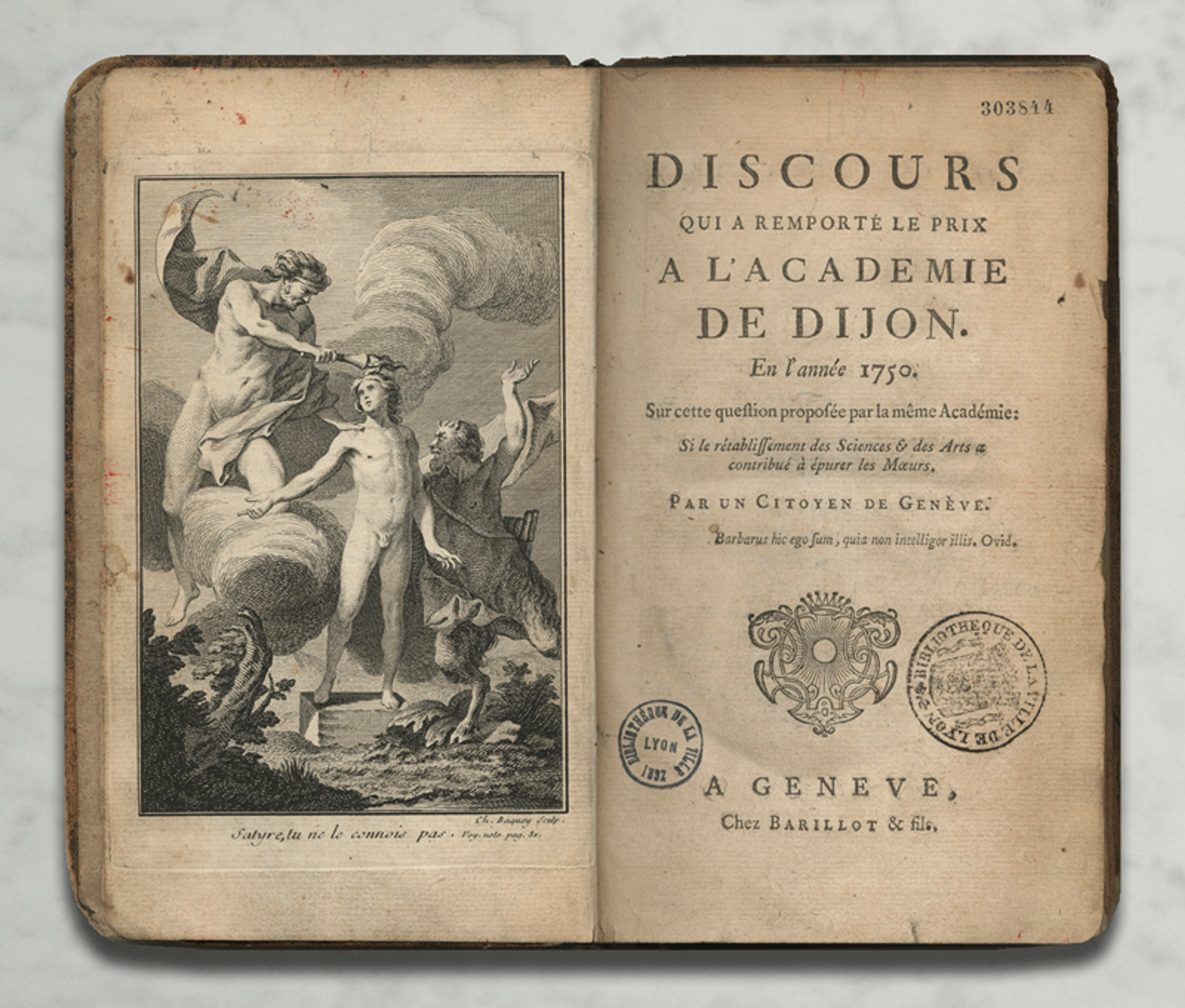 Image of Jean-Jacques Rousseau's essay Discourse on the Arts and Sciences