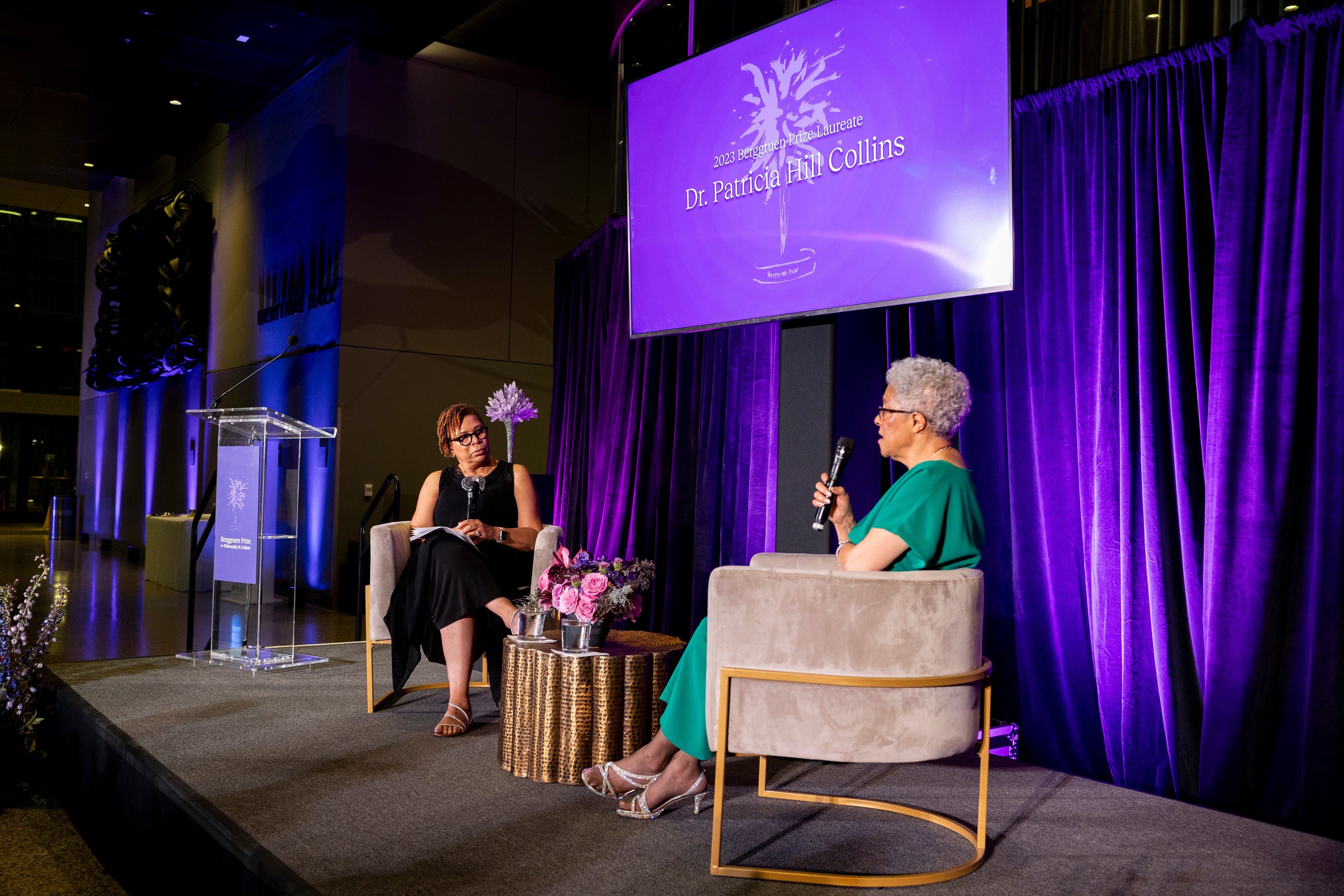 2023 Berggruen Prize Laureate Dr. Patricia Hill Collins interviewed by Emmy-winning journalist and host of NPR’s Morning Edition, Michel Martin, at the Berggruen Prize Award Ceremony held at the National Museum of African American History and Culture.