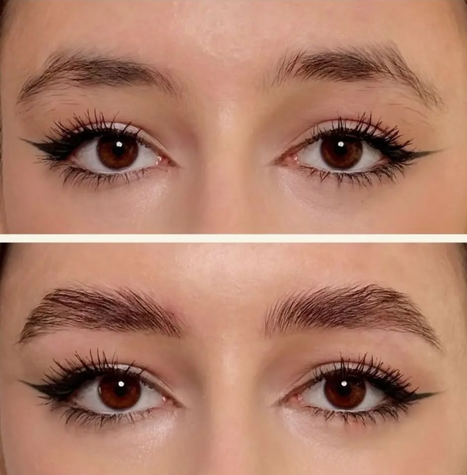 Laminace obočí s tónováním – přirozené obočí po proceduře v salonu Noeme Brno