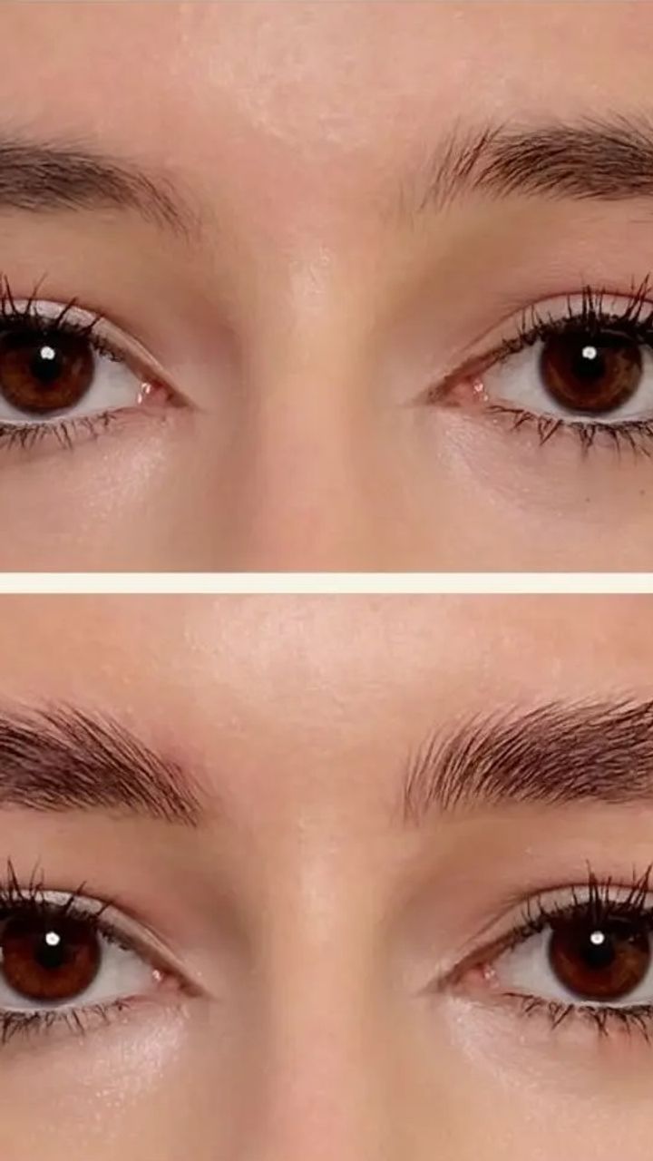 Laminace obočí s tónováním – přirozené obočí po proceduře v salonu Noeme Brno