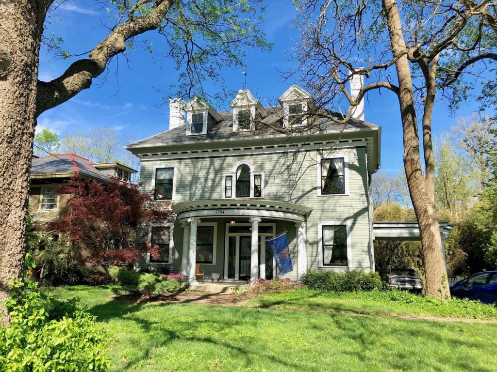 Historic house on Clifton Avenue in spring