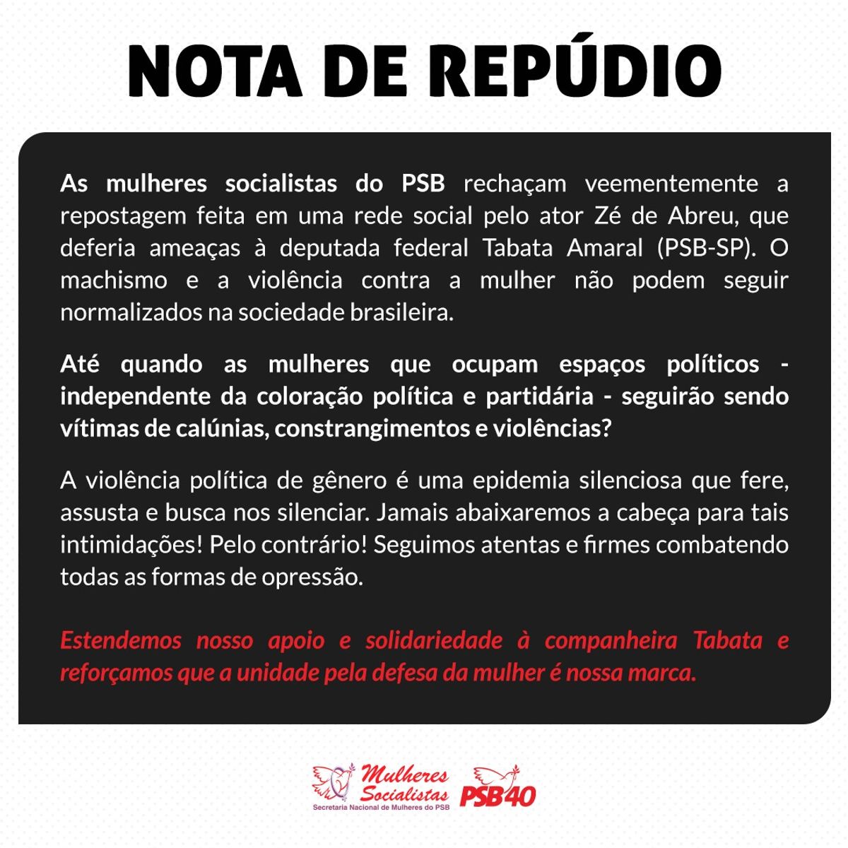 “Tabata Amaral é uma mulher que nos representa!”
