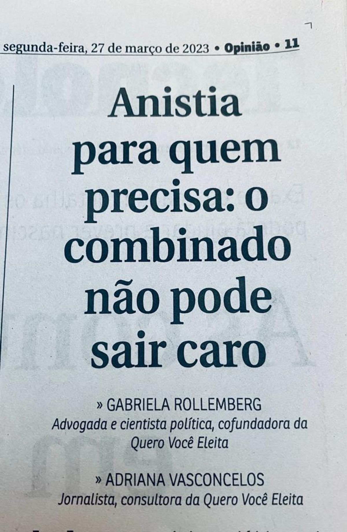 Anistia para quem precisa: o combinado não pode sair caro